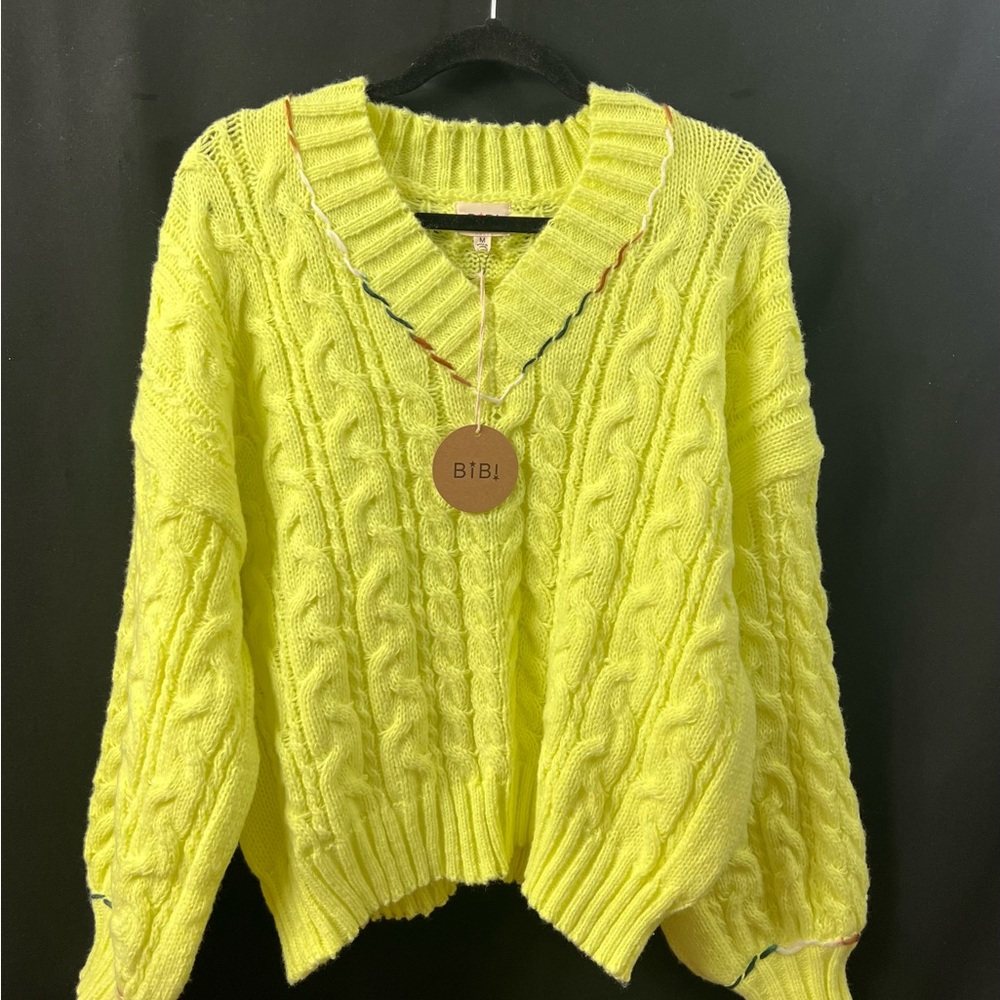 BiBi Women's Bright Yellow V-Neck Sweater